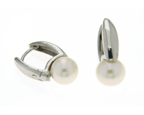 Klappcreolen Ohrringe 925 Silber 11 mm Süßwasserperle